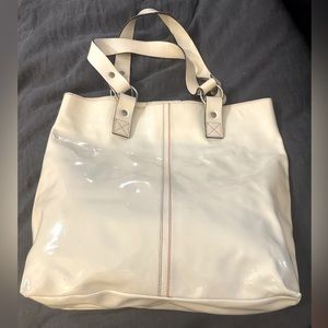 Nanini White Patent Leather Tote Bag from Italy